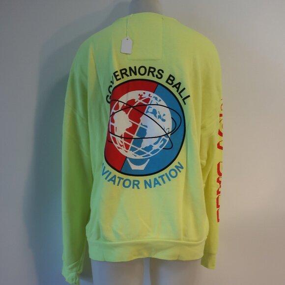 NWT Womens Aviator Nation Neon Yellow Governors Ball Graphic Sweatshirt M - Picture 13 of 15